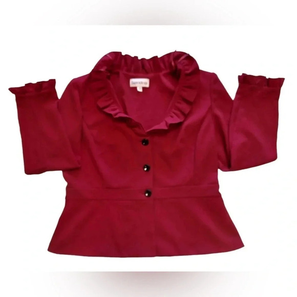 Danny & Nicole Red Ruffled  Blazer Size 16 - Picture 7 of 11